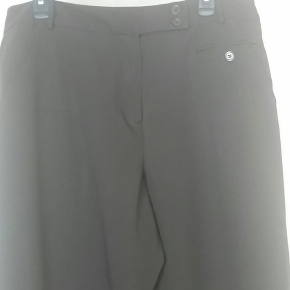 Larry Levine Pants Stretch Dark brown straight leg button pockets - Picture 4 of 5